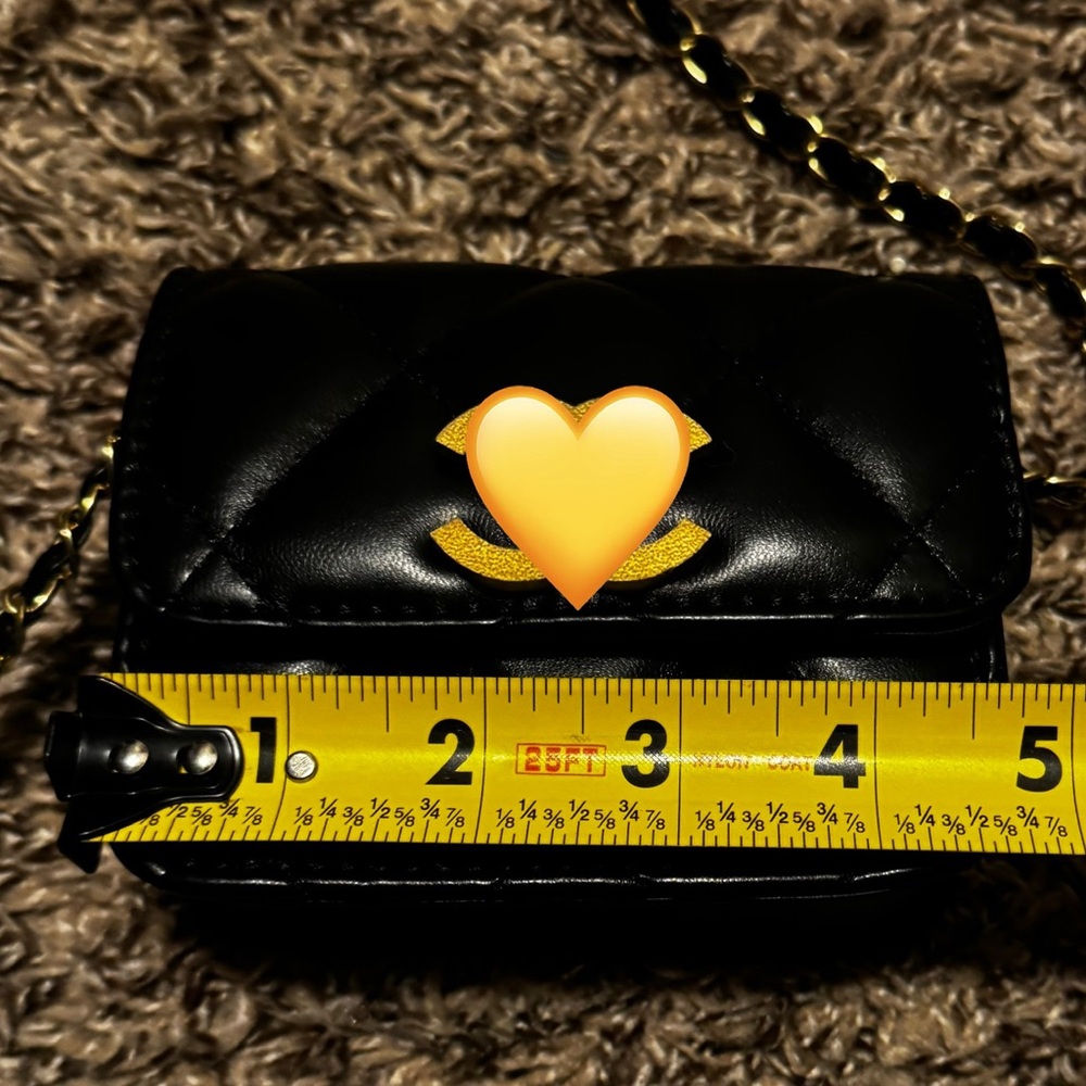 Lux Black Quilted Nano Mini Bag with Gold Chain - Picture 8 of 8